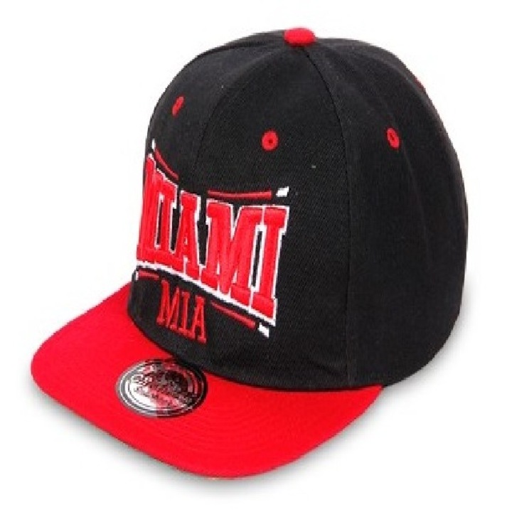 Snapback unisex baseball sapka, Miami, fekete - piros