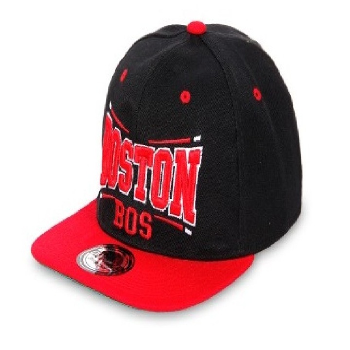 Snapback unisex baseball sapka, Boston, fekete - piros