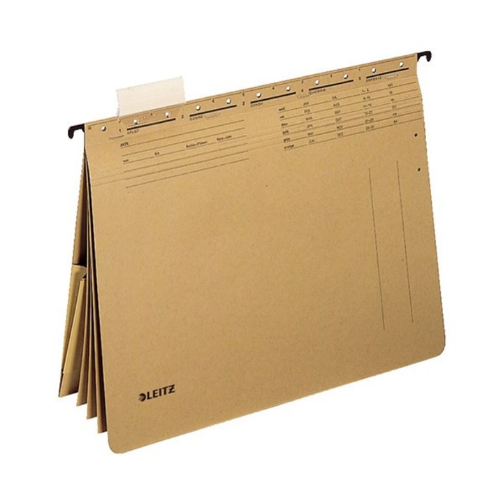 Függőmappa, gyorsfűzős, karton, A4, LEITZ "Alpha kombi", natúr