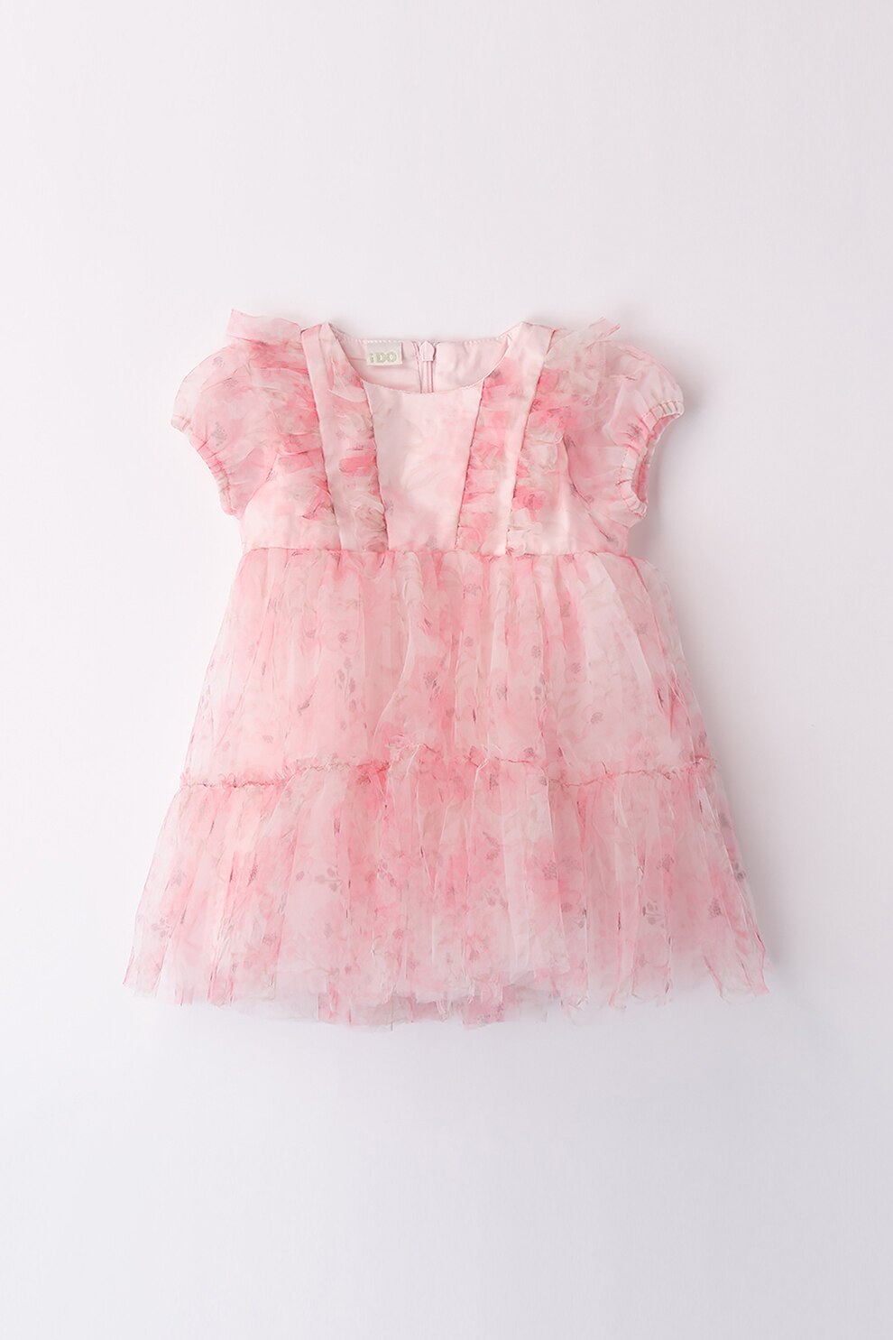 IDO, Rochie din tul cu model floral, Roz pastel, 80 CM