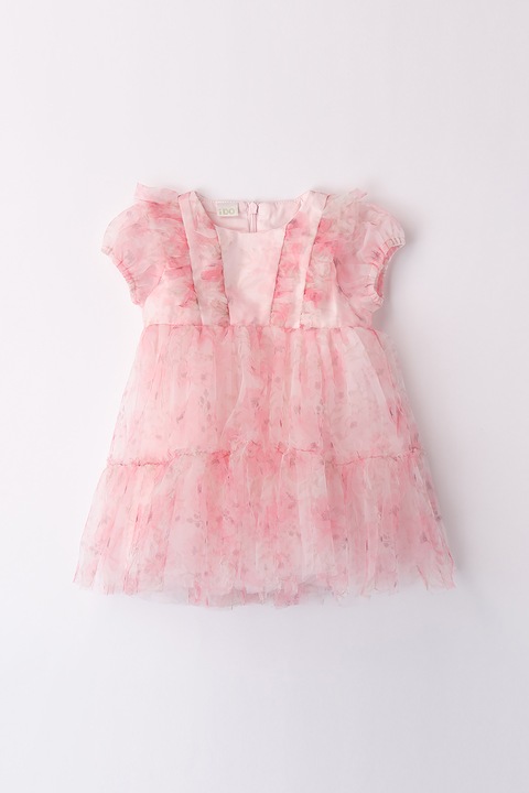 IDO, Rochie din tul cu model floral, Roz pastel