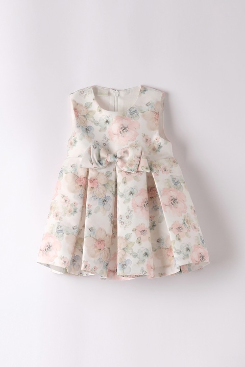 IDO, Rochie fara maneci cu model floral, Roz pastel/Verde pal/Alb murdar