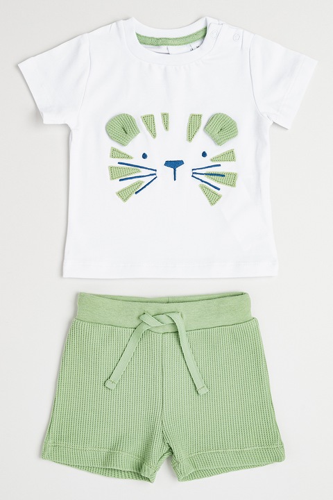 IDO, Памучна тениска и панталон - 2 части, Бял/Светлозелен