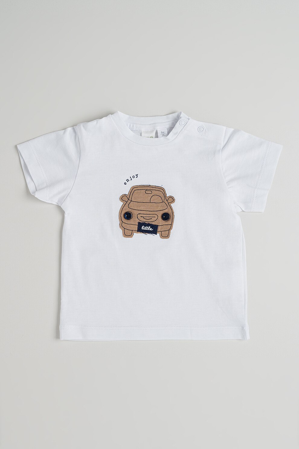IDO, Tricou din bumbac cu imprimeu grafic, Alb optic, 92 CM