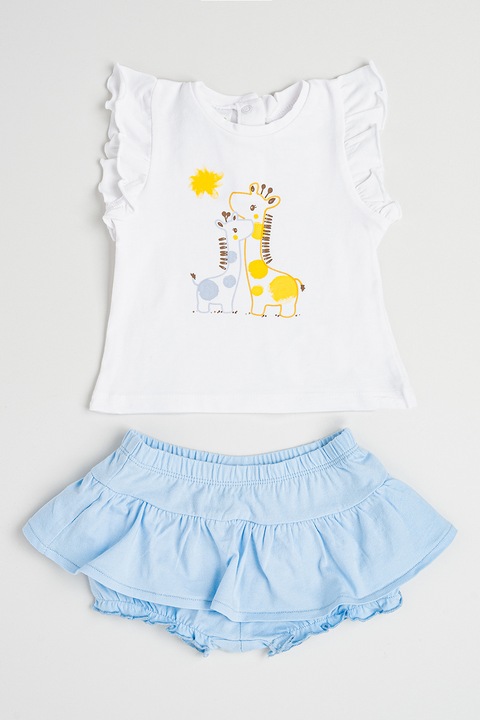 IDO, Тениска и шорти с памук - 2 части, Бял/Жълт/Бледо синьо