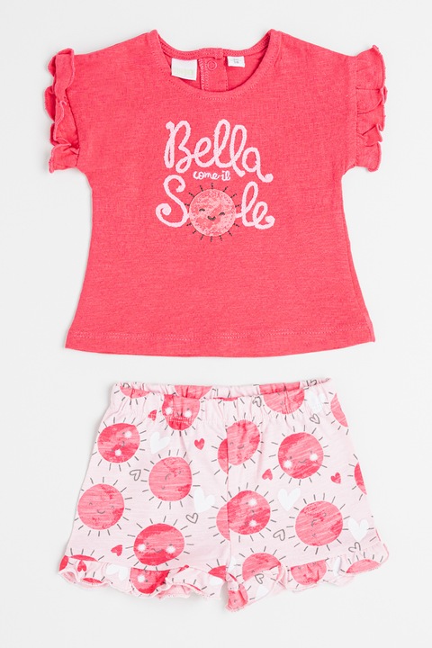 IDO, Тениска с шарка и шорти - 2 части, Фуксия/Бледо розово