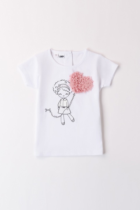 IDO, Mintás póló strasszköves részlettel, Pasztellrózsaszín/Koptatott fekete/Fehér