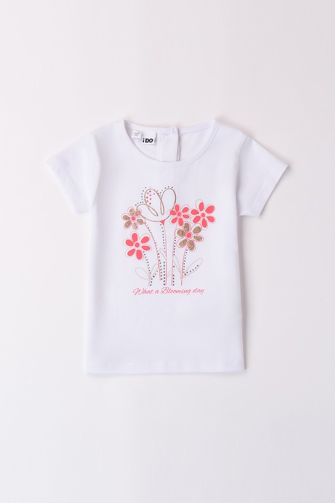 IDO, Póló virágmintával, Mandarinszín/Fehér