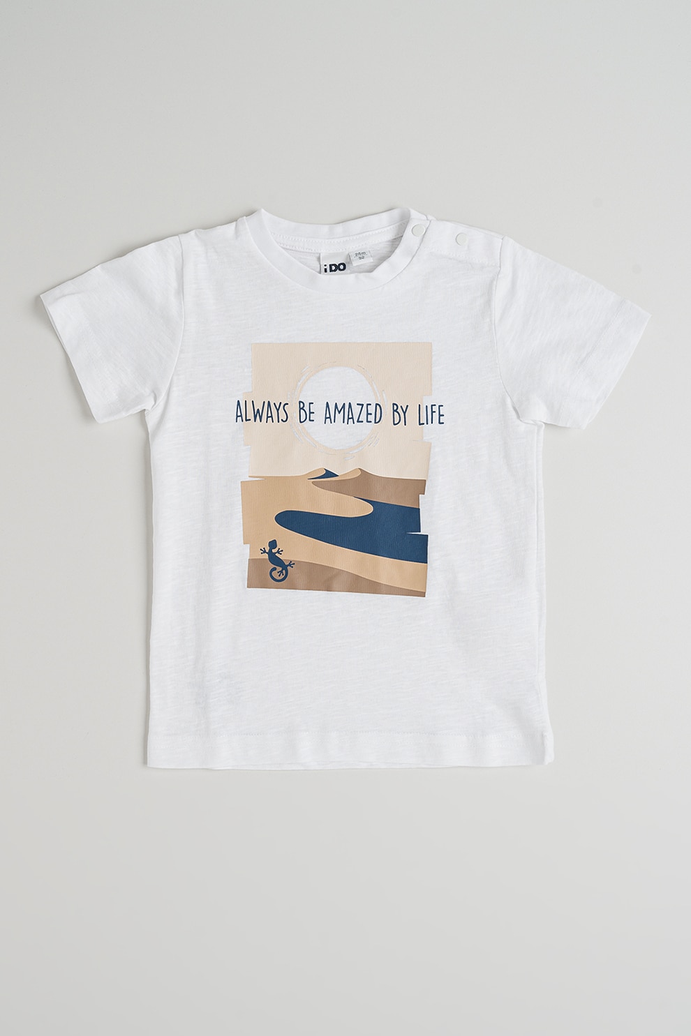 IDO, Tricou cu imprimeu grafic si text, Alb optic, 128 CM