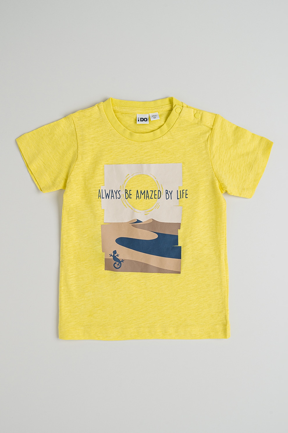 IDO, Tricou cu imprimeu grafic si text, Galben pai, 128 CM