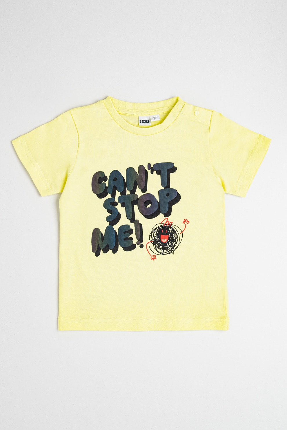 IDO, Tricou cu decolteu la baza gatului si imprimeu text, Negru, Verde fistic, 128 CM