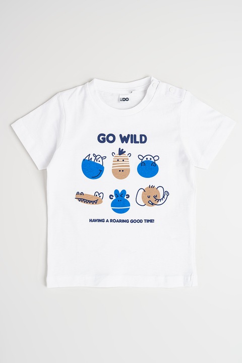 IDO, Mintás pamutpóló, Fehér