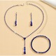 Set bijuterii pentru femei, Dabola, B20, Cercei, Colier, Bratara, Zirconiu albastru, Elegant, Nunta, Argintiu/Albastru
