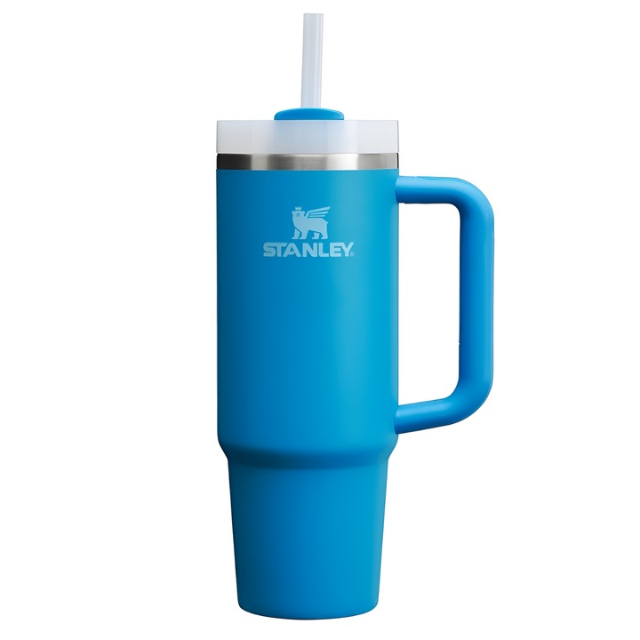 Stanley Quencher H2.0 Flowstate от ONSG® термос чаша от неръждаема стомана, изключителна издръжливост, ефективна изолация, ергономичен дизайн, първокласен материал, 1180 ml, лазурно