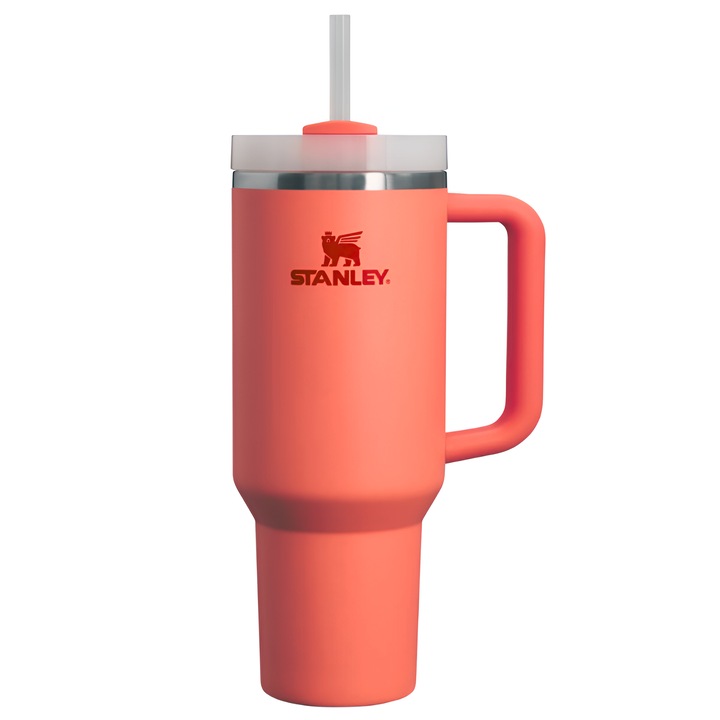 Stanley Quencher H2.0 Flowstate от ONSG® термос чаша от неръждаема стомана, изключителна издръжливост, ефективна изолация, ергономичен дизайн, първокласен материал, 1180 мл, корал