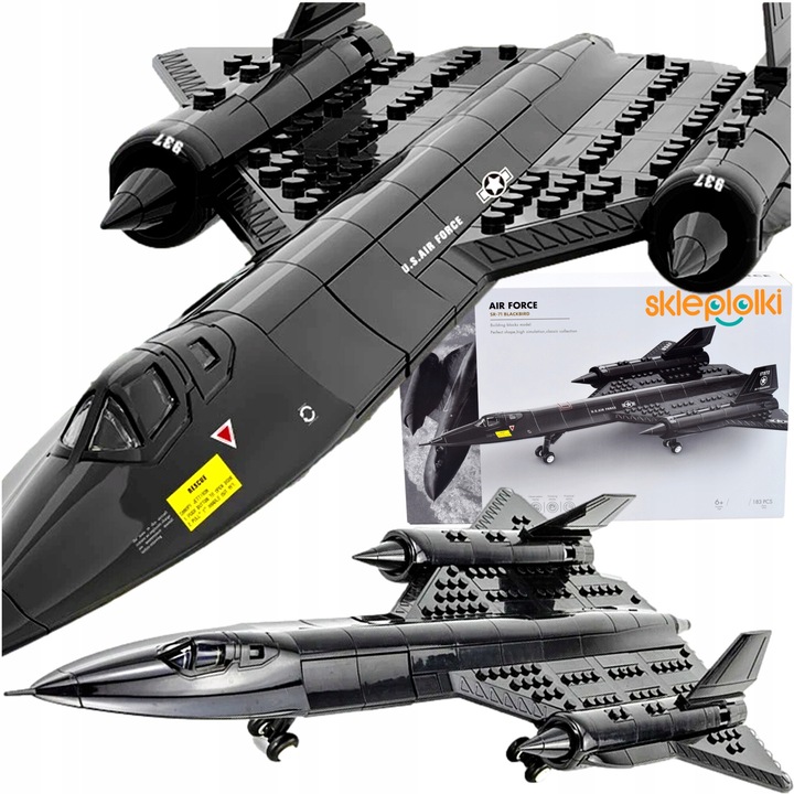 Боен самолет от строителни блокове, Skleplolki, Blackbird, 1:74, Момчета/Момичета, Пластмаса, 25 x 40 x 9 cm, 0,7 Kg, Черен