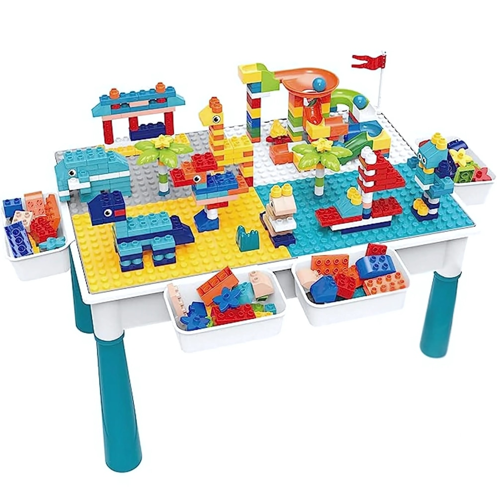 Masuta interactiva JOZY®, tip LEGO, cu 85 cuburi incluse si spatiu Masuta interactiva JOZY®, tip LEGO, cu 85 cuburi incluse si spatiu