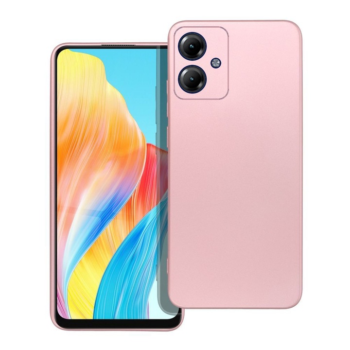 Защитен калъф, кадифена вътрешност, съвместим с Motorola Moto G14, FONIX MetalShield, силикон, повдигнати ръбове, метализирана повърхност, тънък, розов