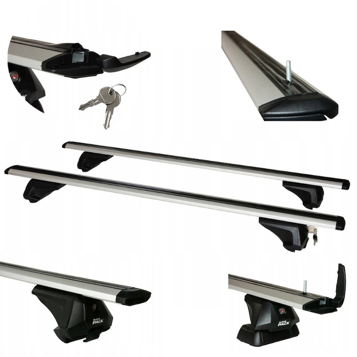 Set bare transversale portbagaj Inter Pack Virgo IR120 G2, lungime 120 cm, sine integrate, cu antifurt, culoare argintie