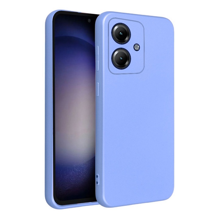 Защитен калъф, кадифена вътрешност, съвместим с Motorola Moto G14, FONIX MetalShield, силикон, повдигнати ръбове, метализирана повърхност, тънък, син