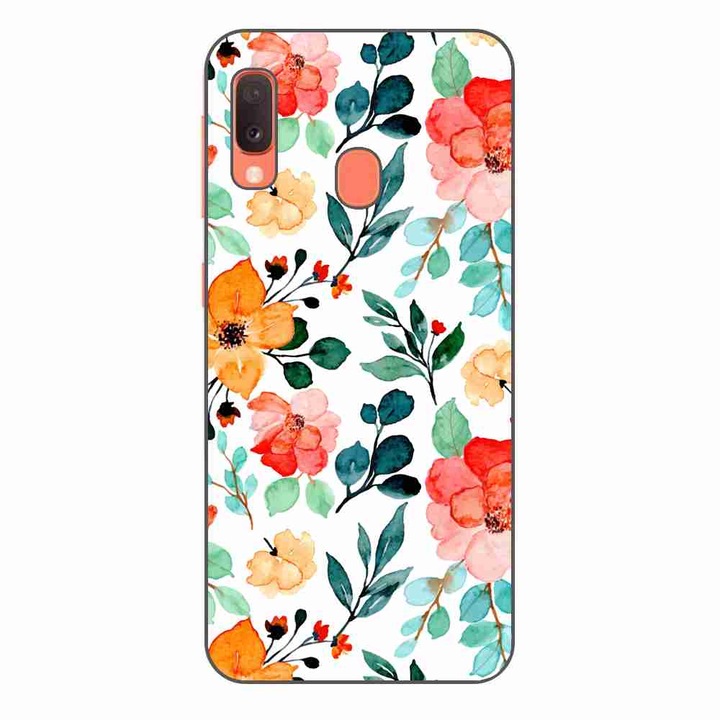 A tok kompatibilis a Samsung Galaxy A20e szilikongél Tpu mintás festett virágokkal