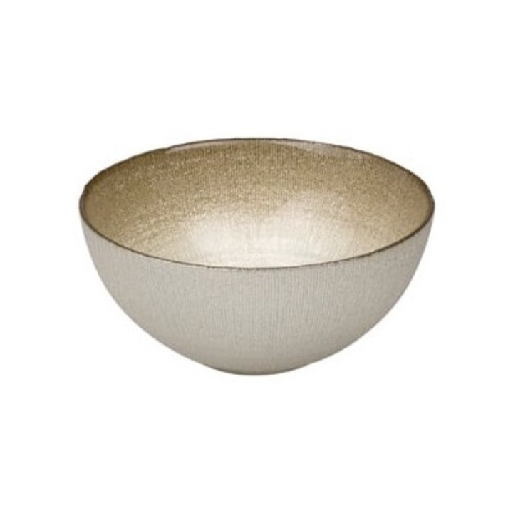 Коледна стъклена купа с бежови релефни лъчи с блясък 550 мл