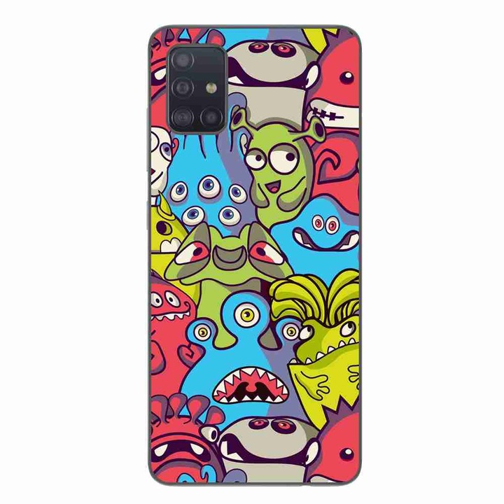 Husa compatibila cu Samsung Galaxy A71 Silicon Gel Tpu Model Squishi Monsters