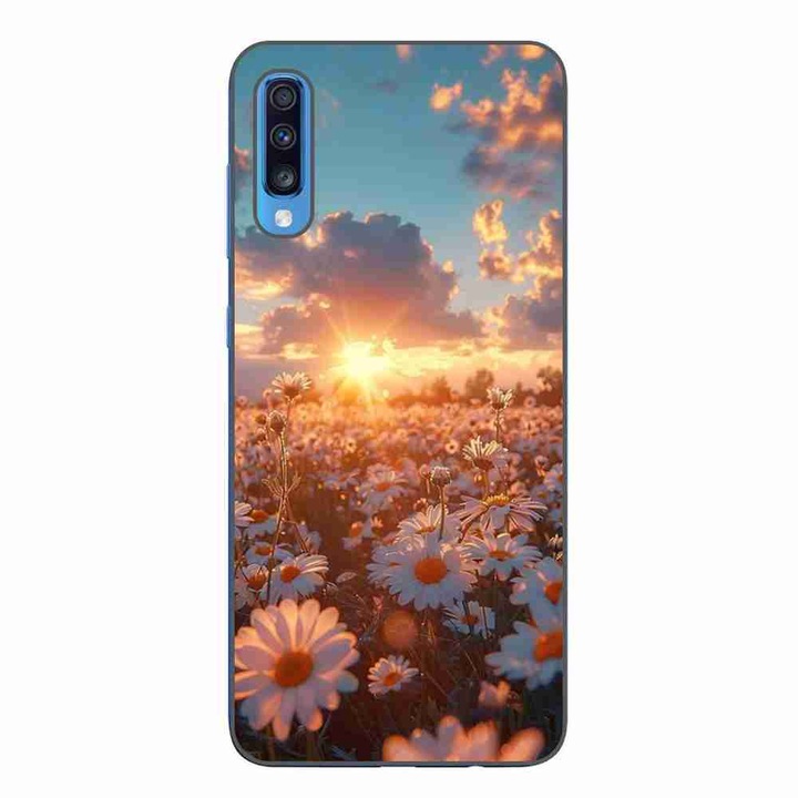Husa compatibila cu Samsung Galaxy A70 Silicon Gel Tpu Model Rasarit cu Flori