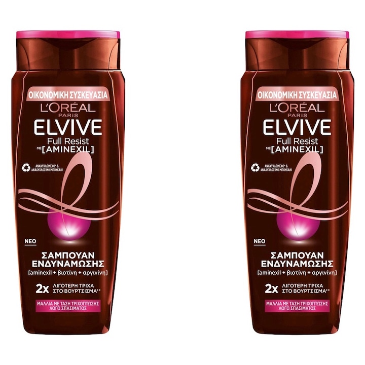 Комплект от 2 х Loreal Elvive Elseve шампоан 700 мл Full Resist, дерматологично тестван, дълготрайна свежест, деликатен за скалпа, нетоксичен, екологичен, блестящ външен вид, предпазва от кожни раздразнения, балансирано pH, ултра-нежно почистване