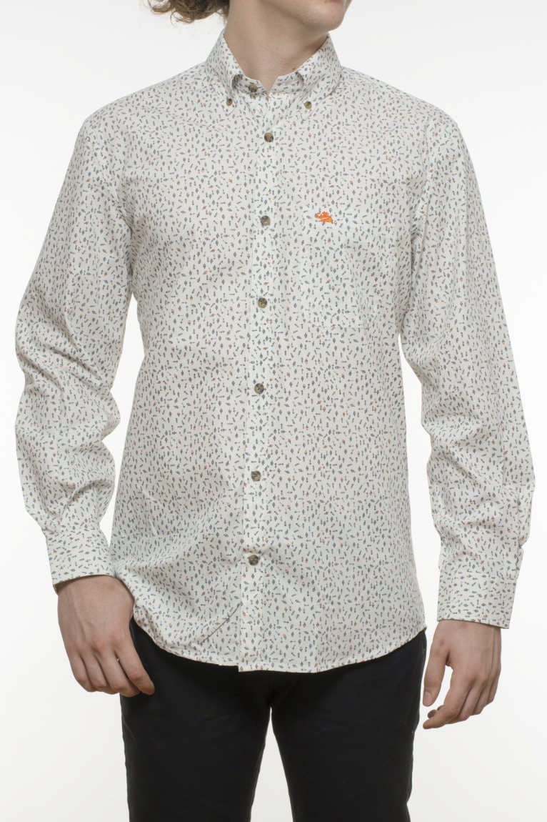 Camasa cu maneca lunga INDEEWAY, imprimeu, alb, Alb