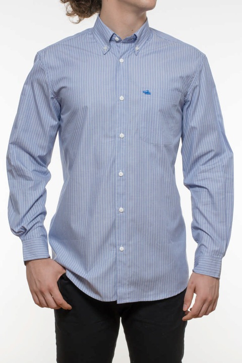 Camasa cu maneca bleu albastru dungi, Albastru deschis