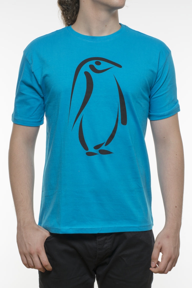 Tricou cu model, INDEEWAY, bumbac, albastru ocean, Albastru ocean