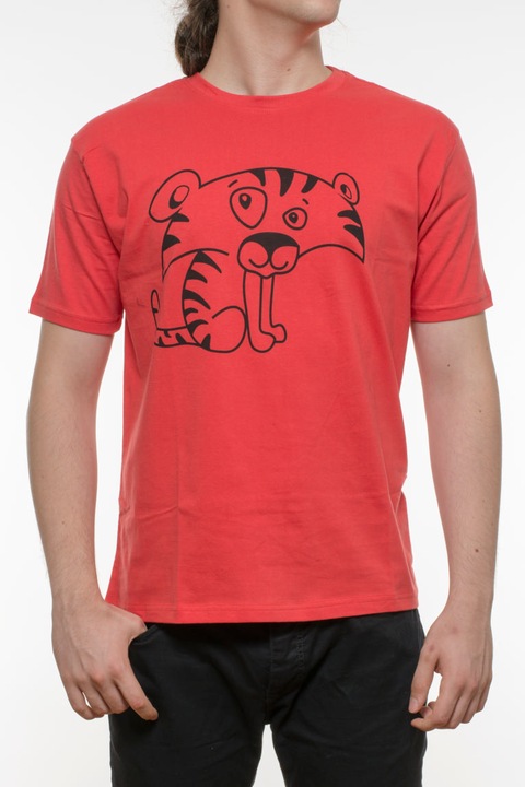 Tricou cu imprimeu, INDEEWAY, bumbac, corai, Coral