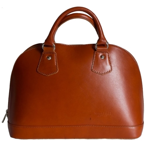 Geanta Cecilia din piele naturala pentru femei, maro cognac