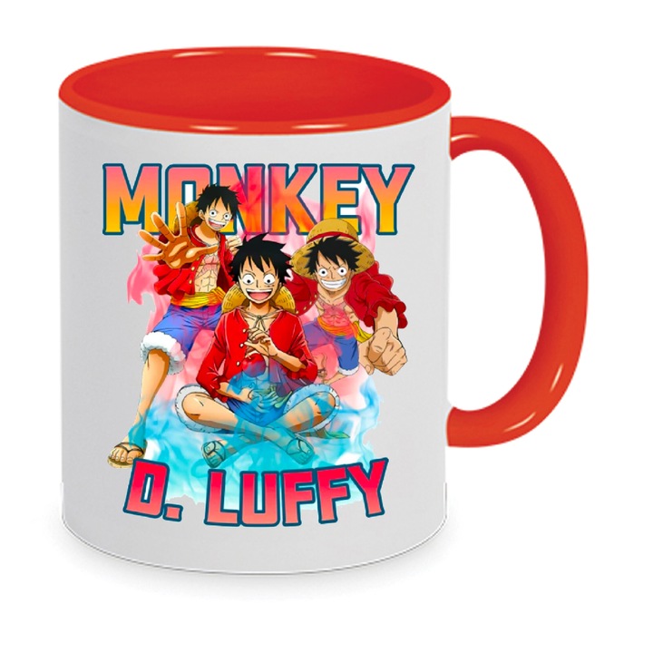 Cana set One Piece Monkey D. Luffy, ceramica alba, 330ml