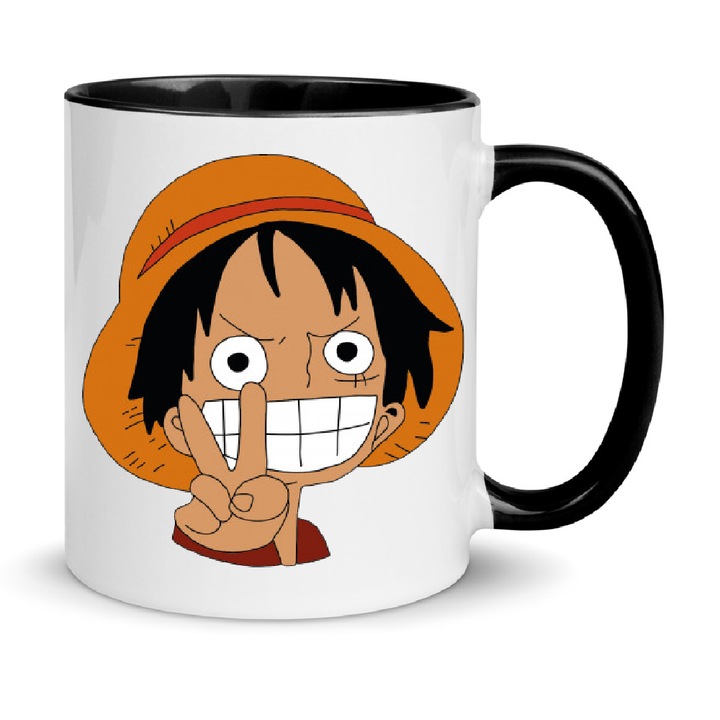 Cana ceramica One Piece Monkey D. Luffy, 330ml, alb-negru