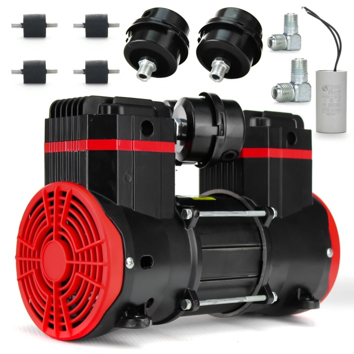 Pompa ultrasilentiosa compresor 2 pistoane fara ulei 210L/min cu motor 550W 230V 68 dB B-AC0083 Barracuda