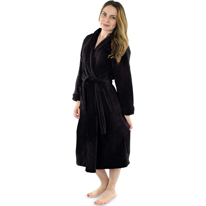 Halat de Baie UltraPlush, Negru– Confort si Caldura Maxima-Marimea M