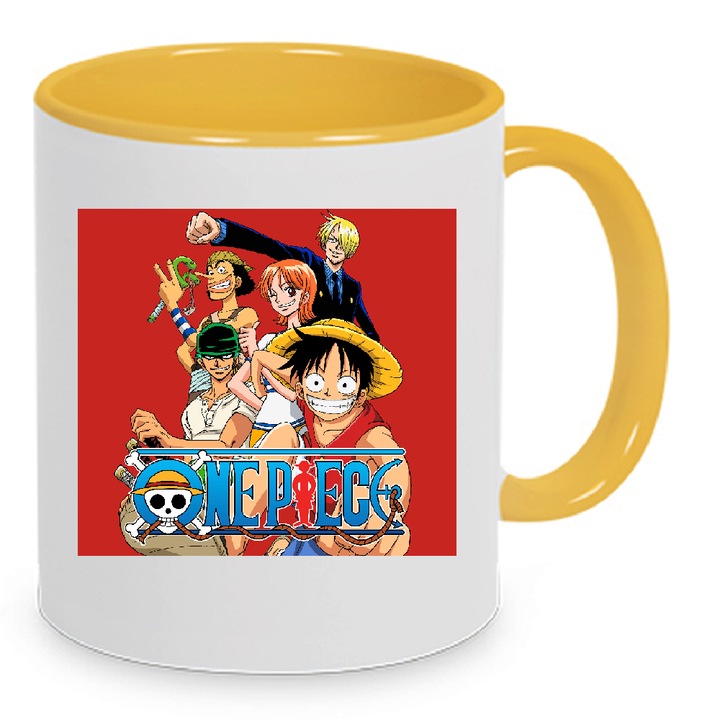 Cana ceramica One Piece Monkey D. Luffy, 330ml, alb, set
