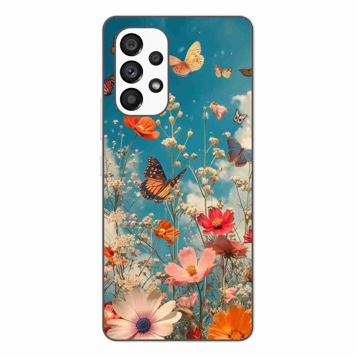 Husa compatibila cu Samsung Galaxy A53 5G Silicon Gel Tpu Model Flori si Fluturi