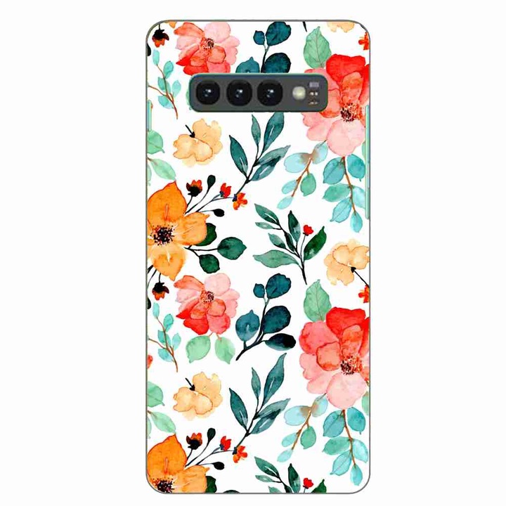 Калъф, съвместим с Samsung Galaxy S10 Plus Silicone Gel Tpu Pattern Painted Flowers