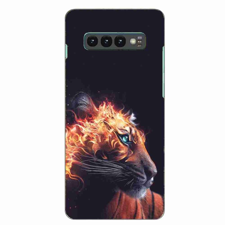 Кейс, съвместим с Samsung Galaxy S10 Silicon Gel Tpu Модел Flameborn Tiger