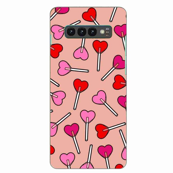 Калъф, съвместим с Samsung Galaxy S10 Plus Silicone Gel Tpu Pattern Valentines Heart Lolipops