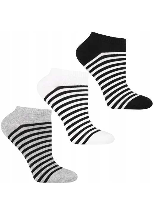 Moraj noi csikos zokni szett, Fehér/Fekete, 38-41