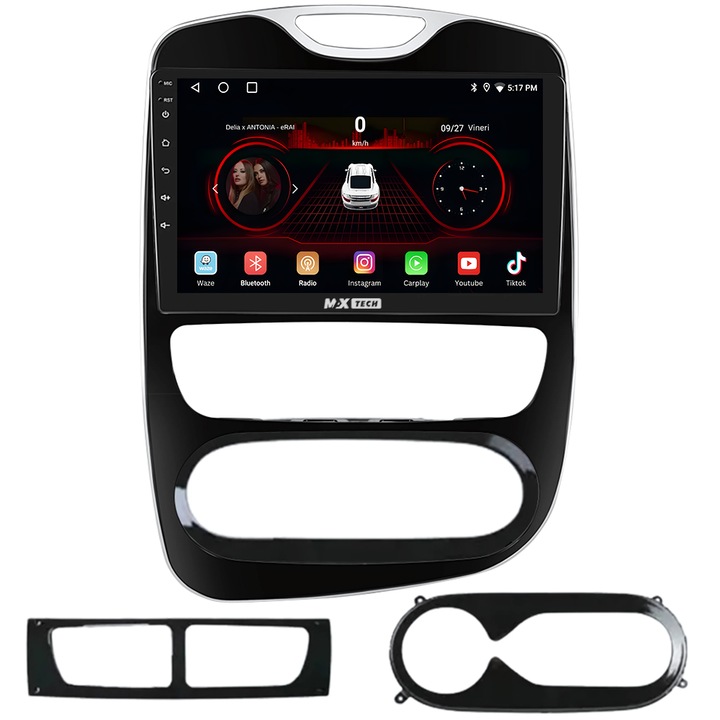 Renault Clio 4 (2012 - 2019) Navigációs rendszer, Android 13-hoz és CarPlay-hez, MaxTech®, 10" IPS képernyő, GPS-funkciók, Carplay, WIFI, RDS, DSP, EQ, Airplay, Mirrorscreen, Youtube, Bluetooth, Waze