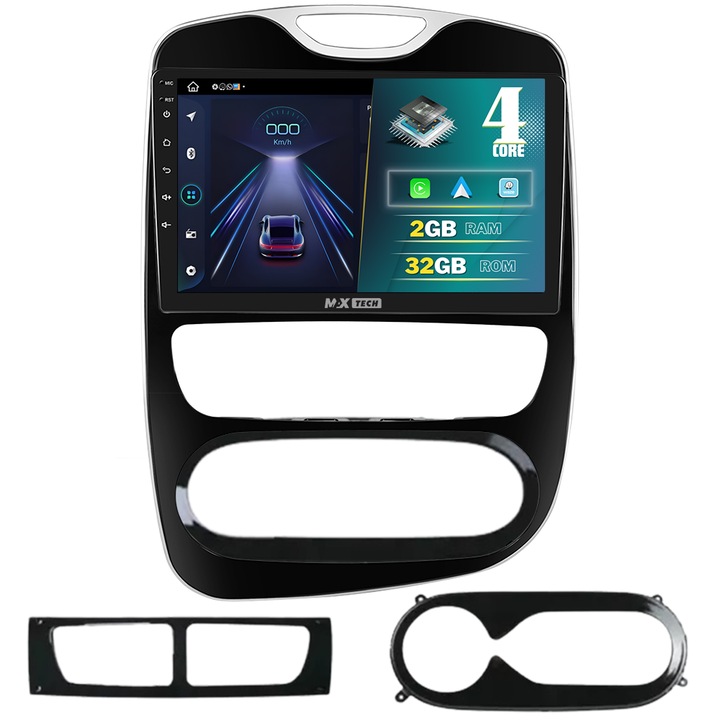 Renault Clio 4 (2012 - 2019) Navigációs rendszer, Android 13-hoz és CarPlay-hez, MaxTech®, 10" IPS képernyő, 2 GB RAM 32 GB ROM, GPS funkciók, Carplay, WIFI, RDS, DSP, EQ, Airplay, Youtube, Bluetooth, Waze