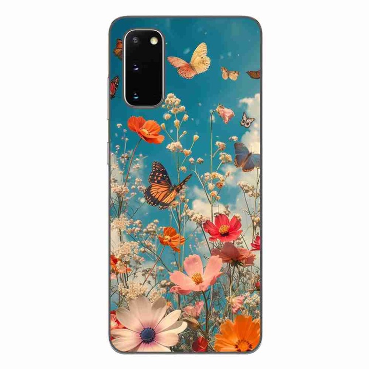 Husa compatibila cu Samsung Galaxy S20 Silicon Gel Tpu Model Flori si Fluturi