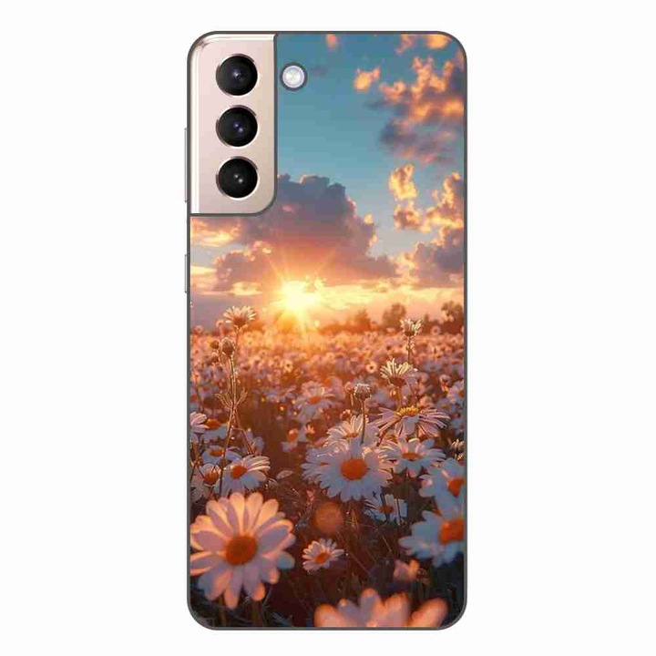 Калъф, съвместим с Samsung Galaxy S21 Silicone Gel Tpu Sunrise Pattern with Flowers