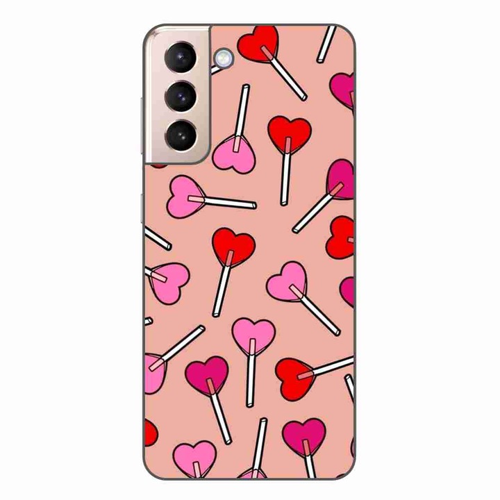 Husa compatibila cu Samsung Galaxy S21 FE Silicon Gel Tpu Model Valentines Heart Lolipops