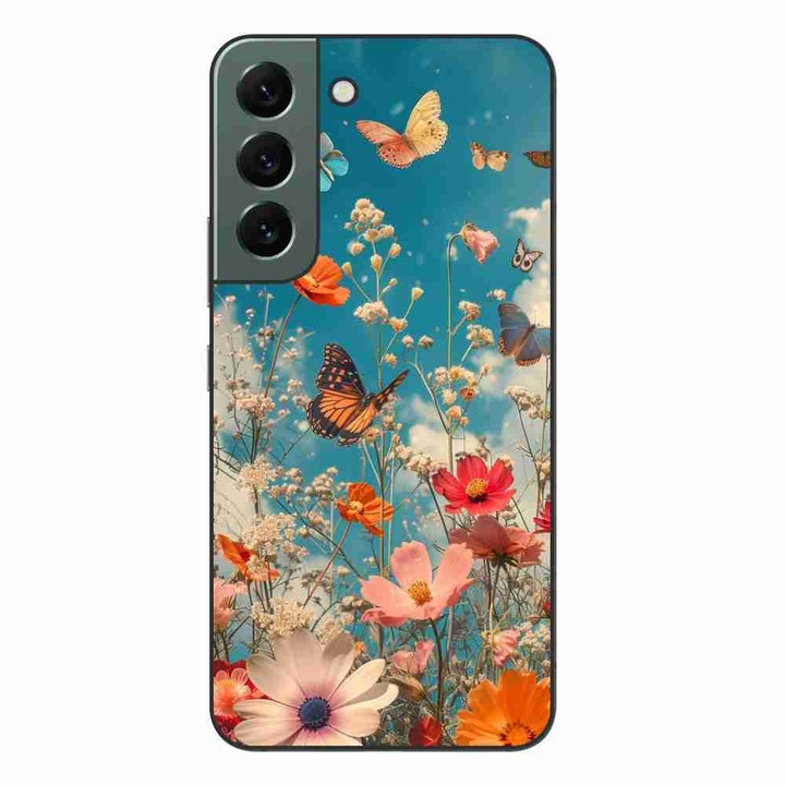 Husa compatibila cu Samsung Galaxy S22+ Plus Silicon Gel Tpu Model Flori si Fluturi